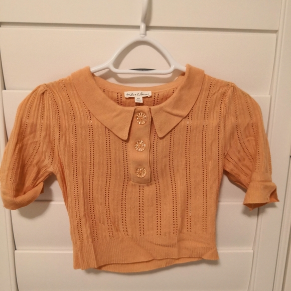 For Love and Lemons Coral Crop Polo Top - Picture 3 of 5